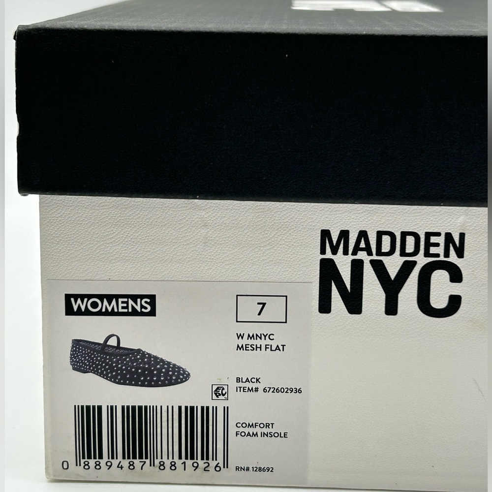 Madden NYC Black Mesh Rhinestone Mary Jane Flats | Size 7 | Vegan | New in Box - Picture 9 of 11